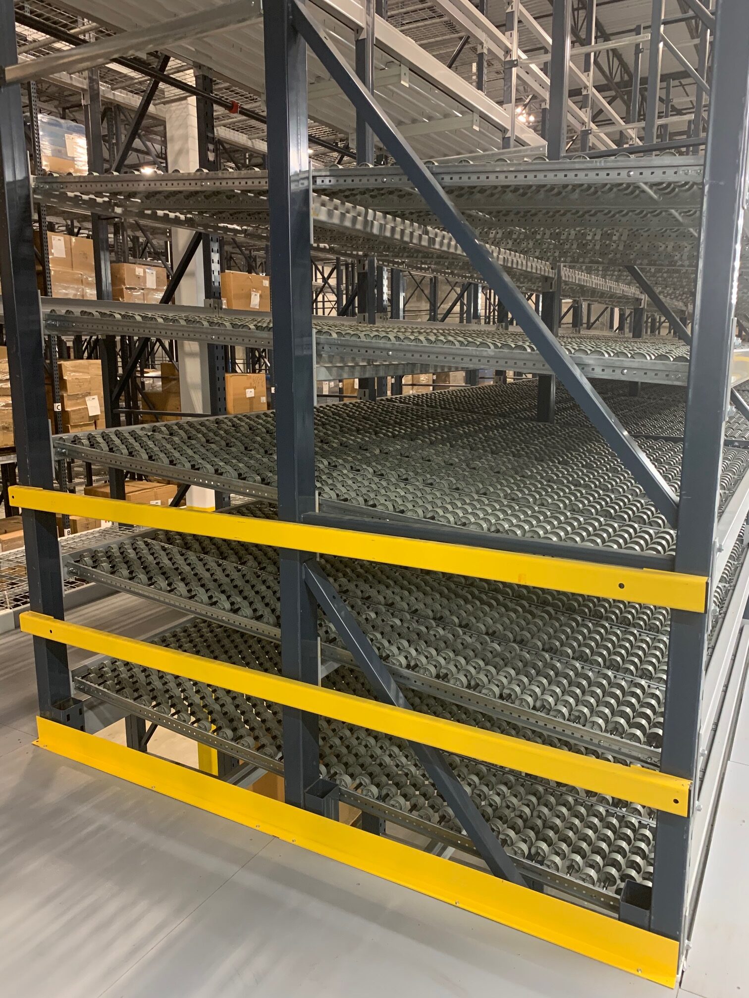 Side View of Dura-Flex Carton Flow Shelves