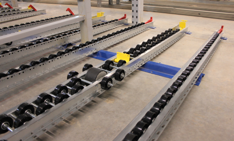 Poly Wheel Flow With Pallet Separator - Concentric Storage Systems