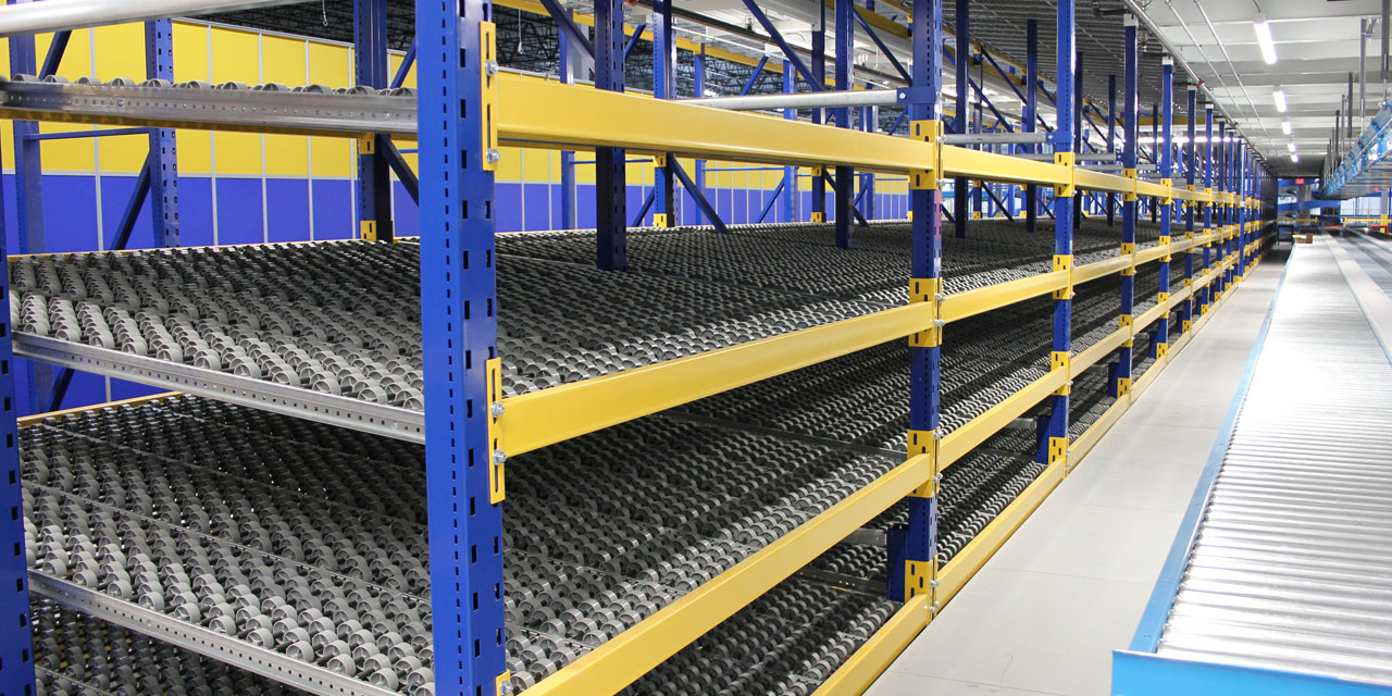 Carton-Flow-Rack-In-Pick-Module Carton Flow Gravity Rack in Pick Module Installation