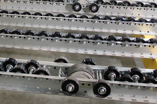 Pallet-Flow-Brake-Side-View In-Line Pallet Flow Braking System